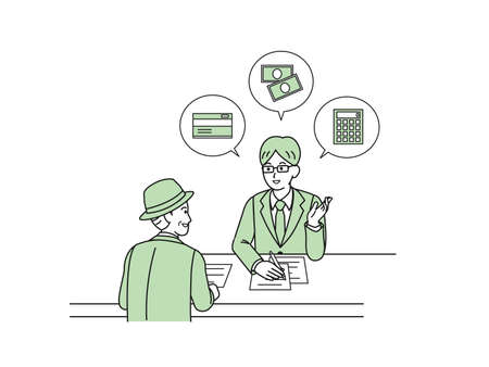 It is an illustration of a Banker and old man.のイラスト素材