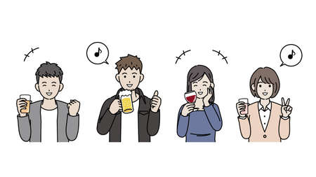 It is an illustration of a Drinking party young people.のイラスト素材