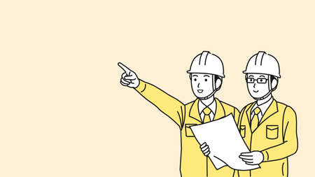 It is an illustration of a Site foremen meeting.のイラスト素材
