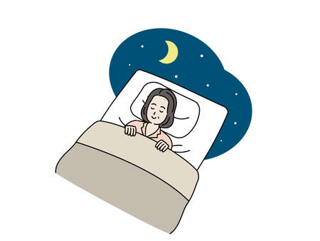 It is an illustration of a Middle aged woman sleeping.のイラスト素材