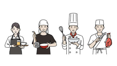 It is an illustration of a Chef and cook set.のイラスト素材