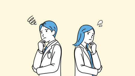 It is an illustration of a Doctor trouble and worried.のイラスト素材