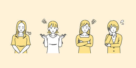 It is an illustration of a Young Young women be trouble worried.のイラスト素材
