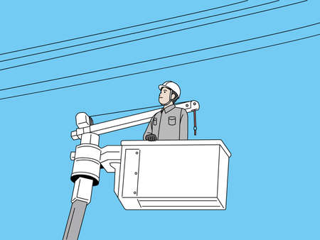 It is an illustration of a Outside line construction.のイラスト素材