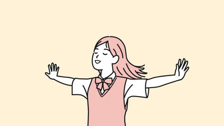 It is an illustration of a School student  girl good feeling.のイラスト素材