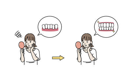 It is an illustration of a Young woman care about their teeth.のイラスト素材