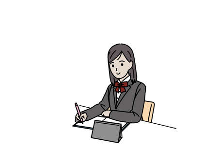 It is an illustration of a Student girl studying.のイラスト素材