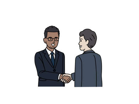 It is an illustration of a Businessman shaking hands with a foreigner.のイラスト素材