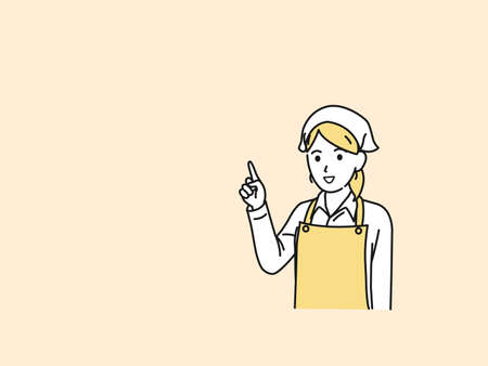 It is an illustration of a Female supermarket clerk giving an explanation.のイラスト素材