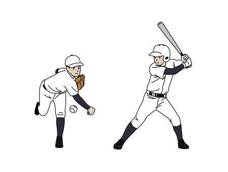 Clip art of boys in baseball team.のイラスト素材