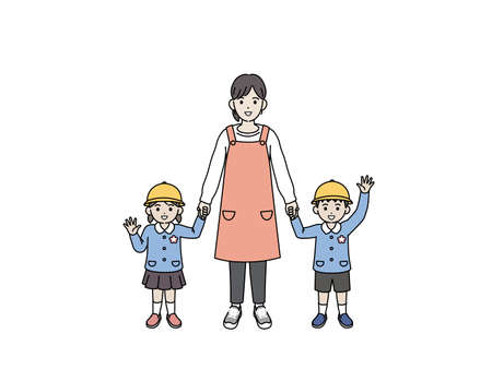 Clip art of kindergarten teachers and children.のイラスト素材