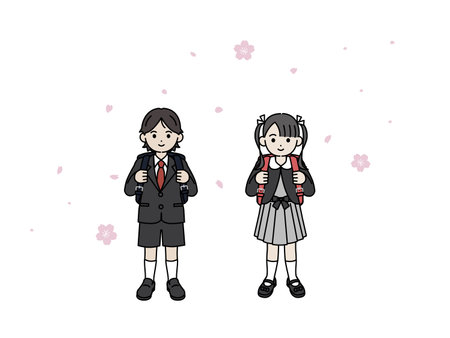 Clip art of Elementary school students and enrollment.のイラスト素材