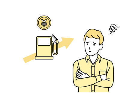 Clip art of Man struggling to pay for gasoline.のイラスト素材