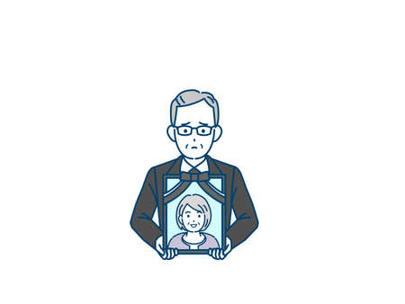 Clip art of Elderly man attends his wife funeral.のイラスト素材