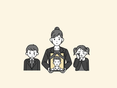 Clip art of Wife attending her husband funeral.のイラスト素材