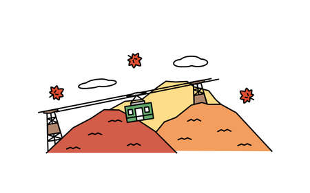 Clip art of Mountains and Autumn foliage scenery.のイラスト素材