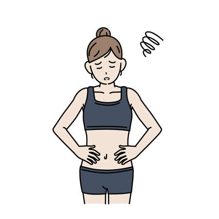 Clip art of Woman with an upset stomach.のイラスト素材