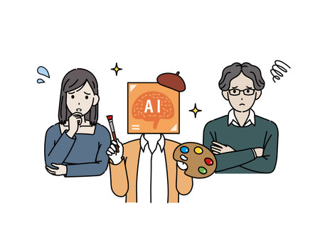 Clip art of Creators troubled by AI impact on their work.のイラスト素材