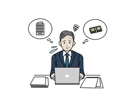Clip art of Business owners struggling to manage their companies.のイラスト素材