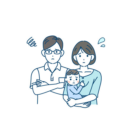 Clip art of Family members with troubled expressions.のイラスト素材
