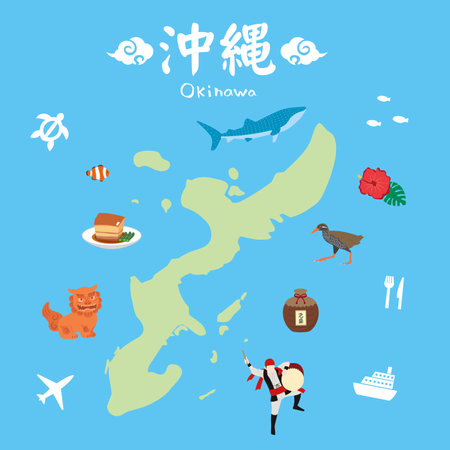Clip art of Okinawa sightseeing map.のイラスト素材