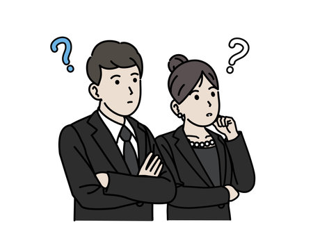 Clip art of Couple thinking about funerals.のイラスト素材