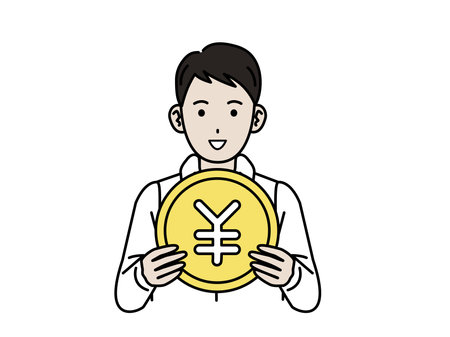Clip art of Young man with money.のイラスト素材