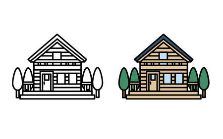 Clip art of Simple log house icon.のイラスト素材