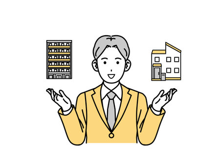 Clip art of Man who introduces real estate.のイラスト素材