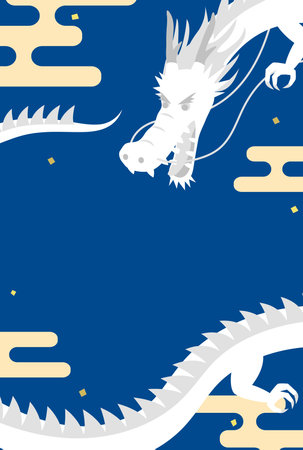 Clip art of Japanese dragon frame.のイラスト素材