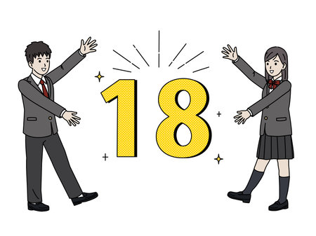 Clip art of Student turning 18 years old.のイラスト素材