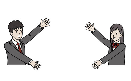 Clip art of Students showing off.のイラスト素材