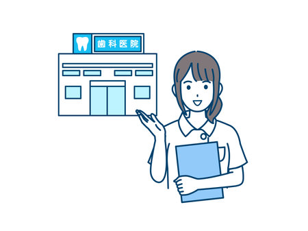 Clip art of Dental hygienist guiding the dentist.のイラスト素材