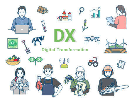 Clip art of Primary industries driving digital transformation.のイラスト素材