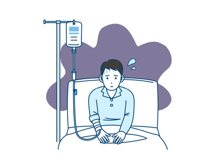 Clip art of Young man hospitalized.のイラスト素材