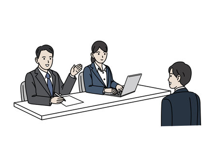 Clip art of Man undergoing a company interview.のイラスト素材