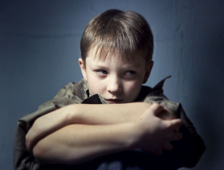 Boy in depressionの写真素材