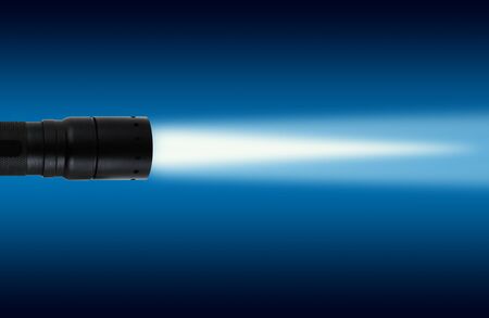LED flashlight with on white background