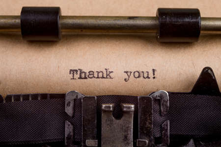 Thank you - typed words on a Vintage Typewriterの写真素材