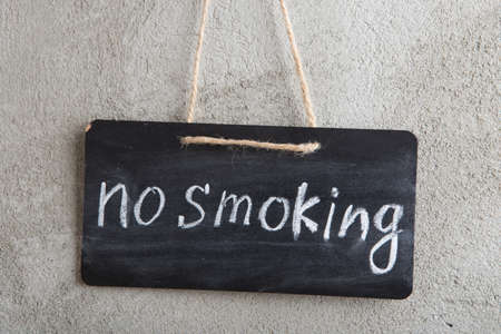 No smoking sign - little blackboard with chalk inscription, don't smoke conceptの写真素材