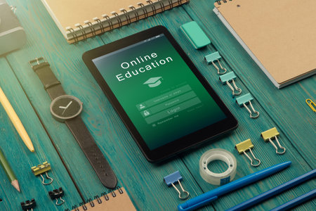 E - learning concept, online education login or registration screen