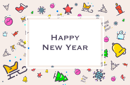 Isometric vector illustration and icons for the celebration of Christmas and New Yearのイラスト素材