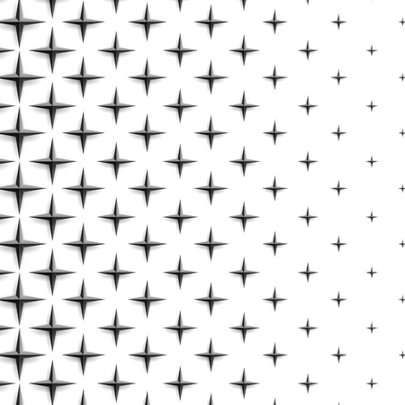 Abstract halftone dotted background. Monochrome pattern with realistic 3d stars. Vector modern futuristic texture for posters, sites, business cards, postcards, labels and stickers. Design mock-upのイラスト素材