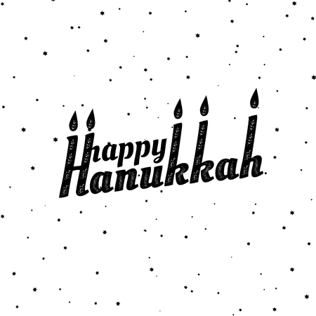 Happy Hanukkah Font composition with candles in vintage style Vector Illustrationのイラスト素材
