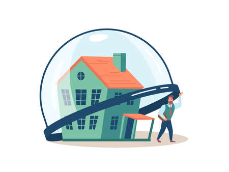 Outbreak of quarantine, stop of self isolation at home, human find vaccine fighting with virus infection, no need to stay home. Avoid of danger, epidemic infection dont existのイラスト素材