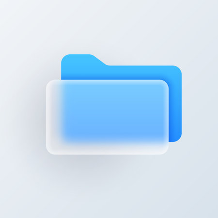 File folder vector modern trend icon in style of glassmorphism with gradient, blur and transparency. Documents information folders, organizing storage of data in web applicationのイラスト素材