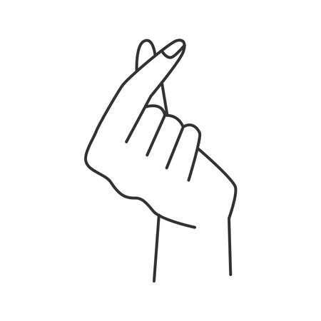 Abstract line hand gesture counting money, isolated thumb and index finger movement. Non verbal communication sign, isolated icon of hand expressing need. Perfect manicureのイラスト素材