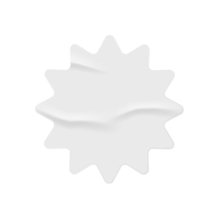 Rounded paper sticker with wrinkled texture, isolated label or emblem with copy space. Piece of sheet crumpled material. Vector in realistic style illustrationのイラスト素材