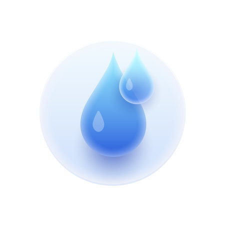 Water drop, aqua liquid glassmorphism icon. Isolated droplet, hydration and healthy water balance. Avoiding dehydration during sports. Vector illustrationのイラスト素材