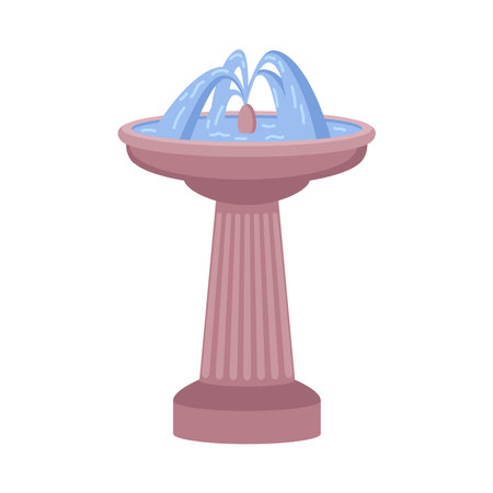 Drinking fountain with pure stream of water. Exterior design for park or landscape, spring with cascades of flowing water. Vector in flat cartoon illustrationのイラスト素材